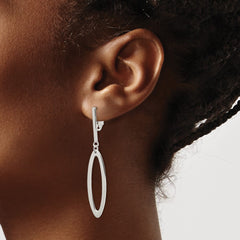 Sterling Silver Non-Pierced Oval Dangle Clip Earrings