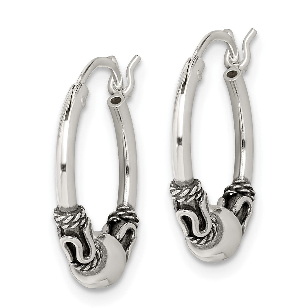 Sterling Silver Antiqued Hoop Earrings