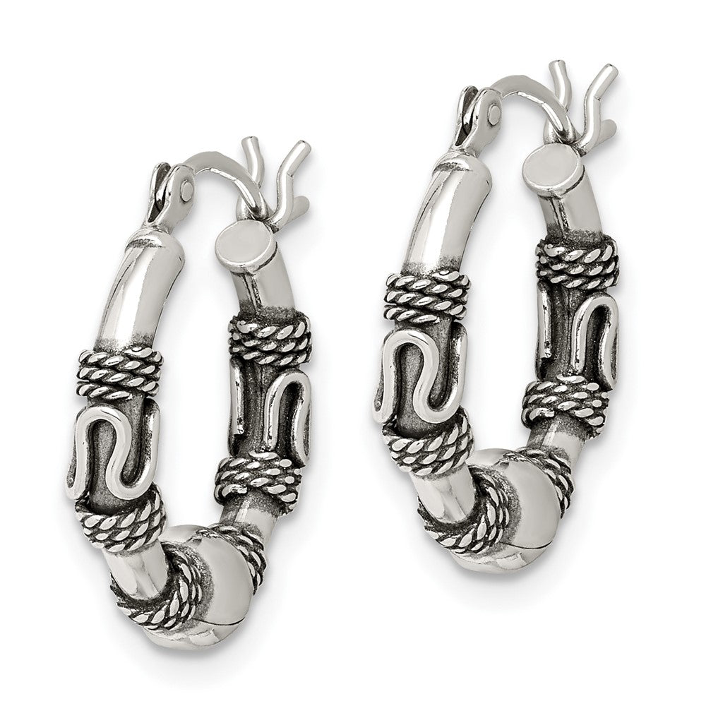 Sterling Silver Antiqued Hoop Earrings