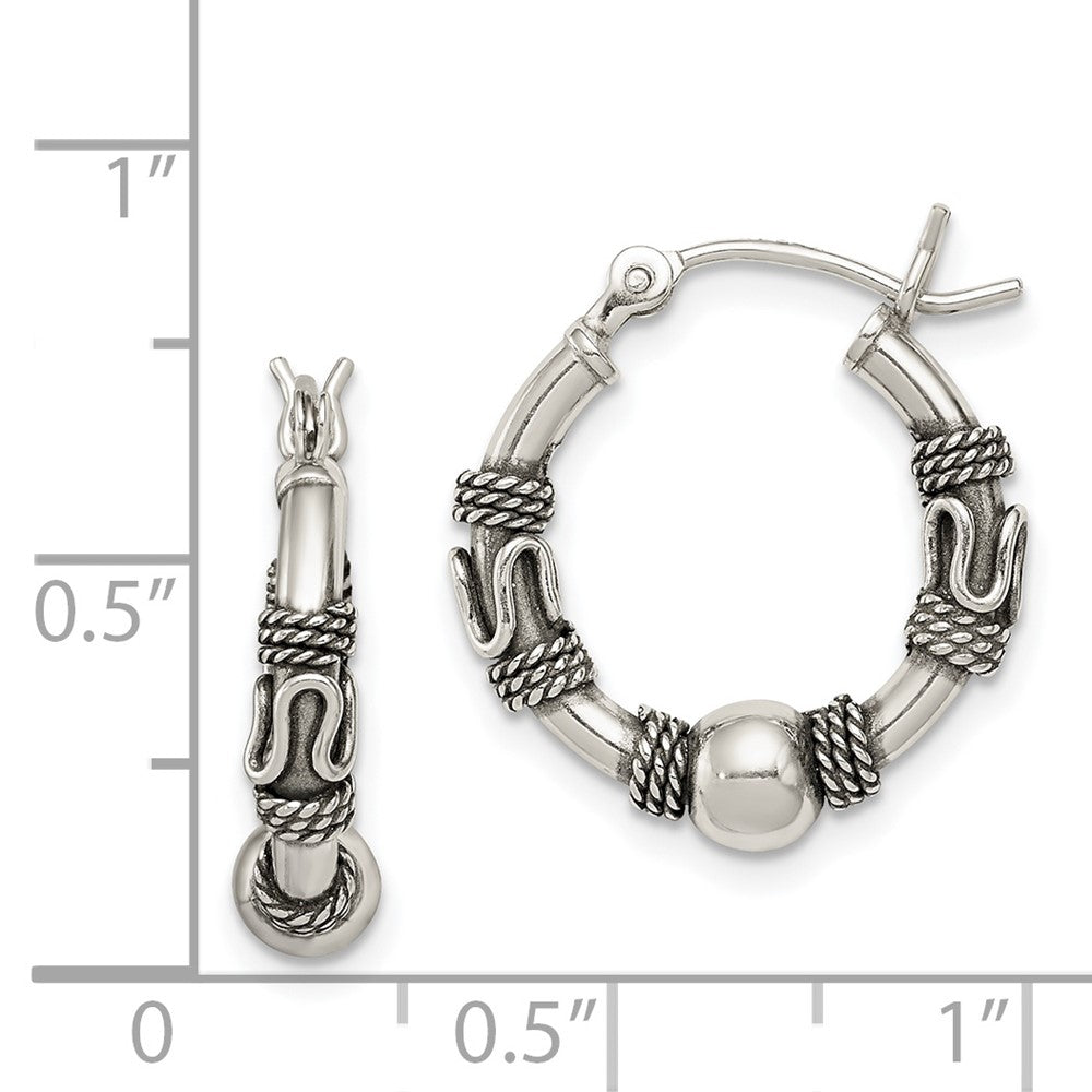 Sterling Silver Antiqued Hoop Earrings