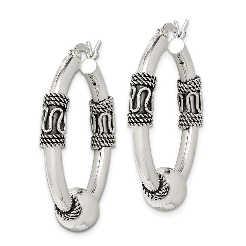 Sterling Silver Antiqued Hoop Earrings