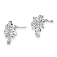 Sterling Silver CZ Palm Tree Post Earrings