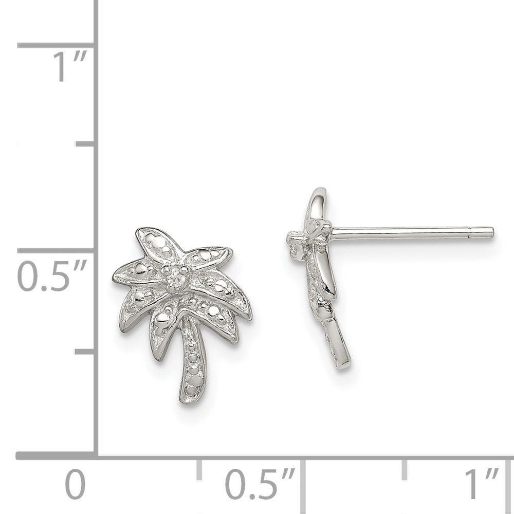 Sterling Silver CZ Palm Tree Post Earrings