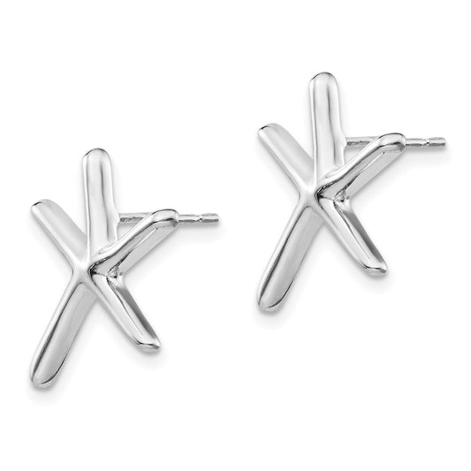 Rhodium-plated Sterling Silver Starfish Post Earrings