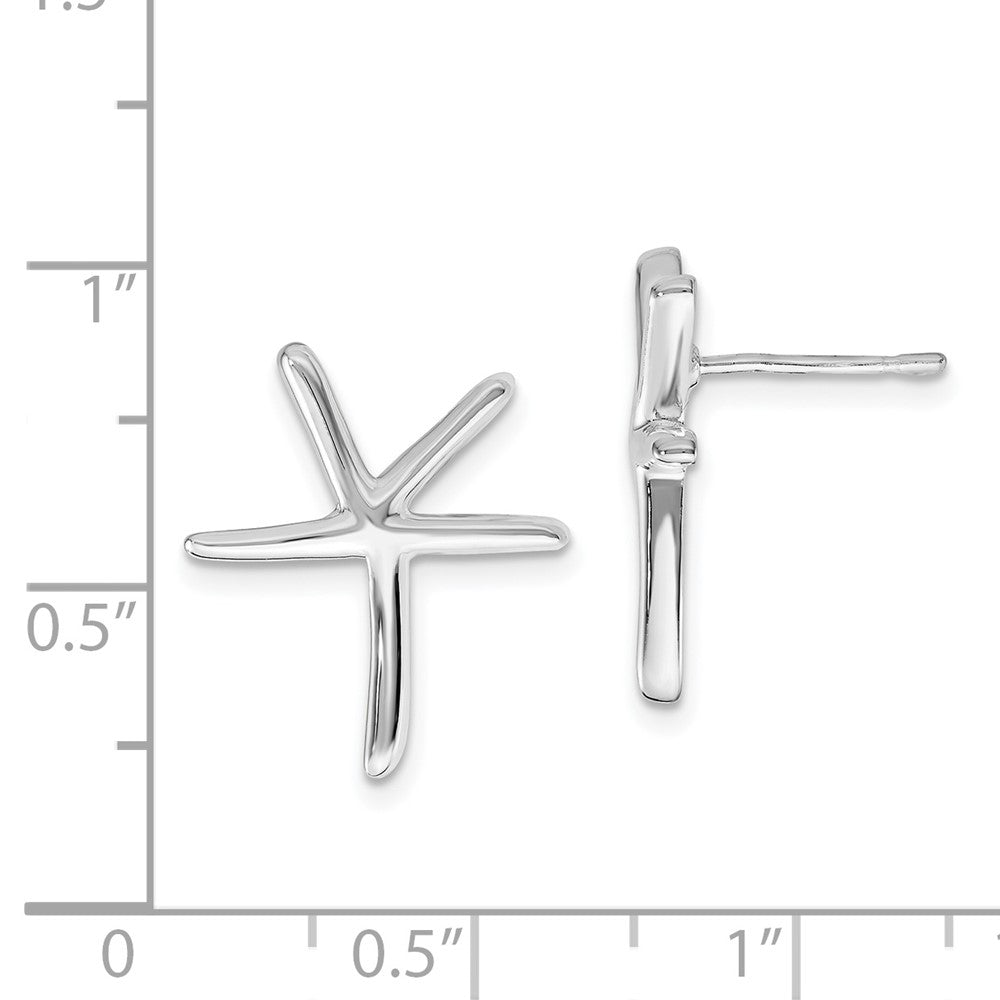 Rhodium-plated Sterling Silver Starfish Post Earrings