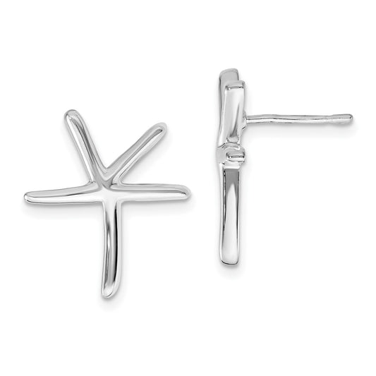Rhodium-plated Sterling Silver Starfish Post Earrings