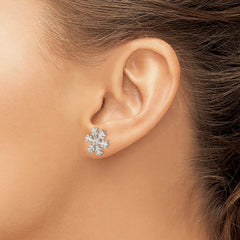 Sterling Silver CZ Polished Snowflake Post Earrings