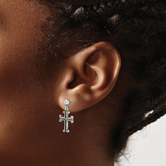 Sterling Silver Antiqued Cross Post Earrings