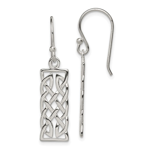 Sterling Silver Polished Rectangular Dangle Earrings