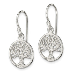 Sterling Silver Polished Filigree Tree Dangle Earrings