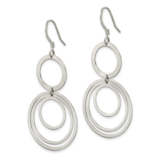 Sterling Silver Polished Circle Fancy Dangle Earrings