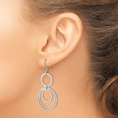 Sterling Silver Polished Circle Fancy Dangle Earrings