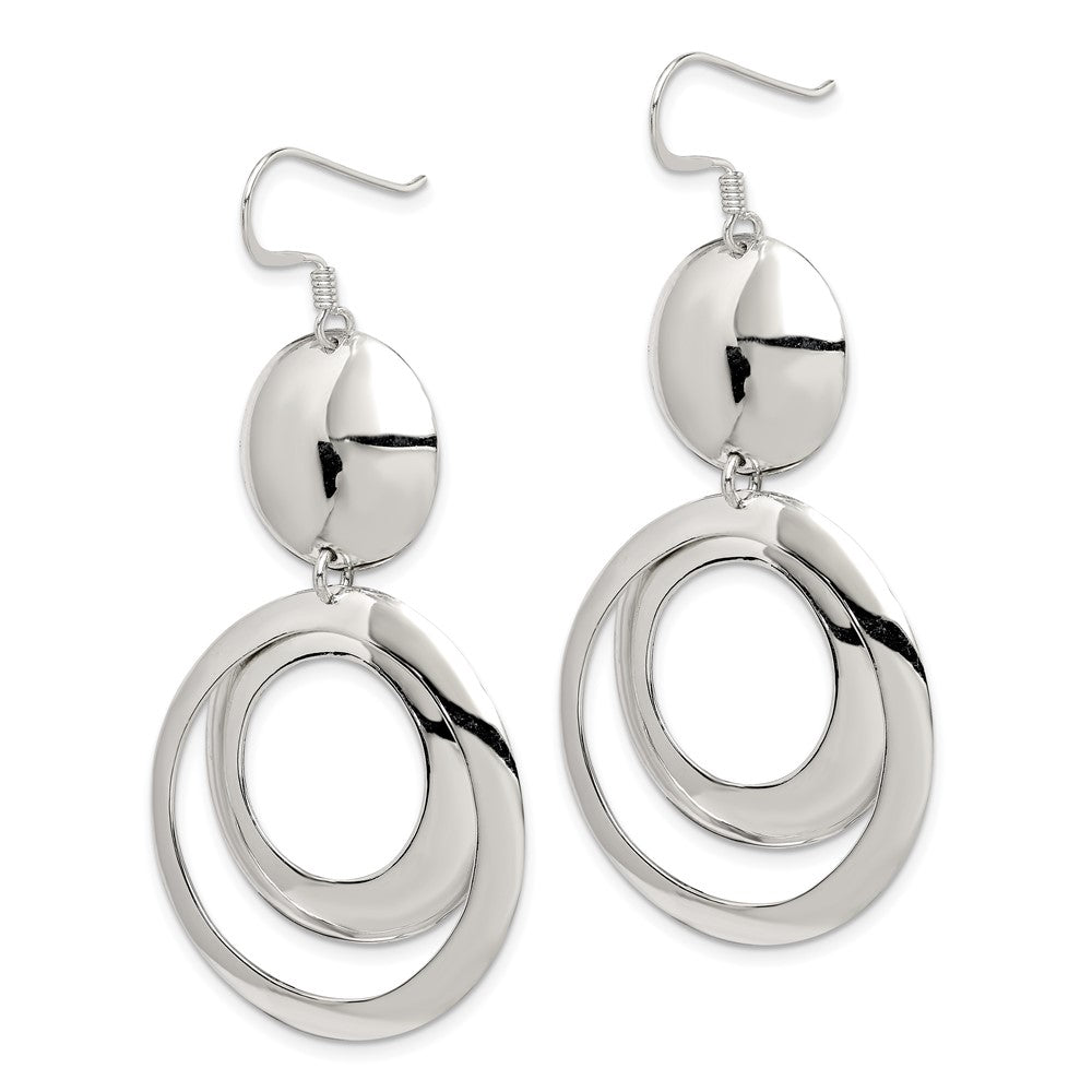 Sterling Silver Polished Fancy Circle Dangle Earrings
