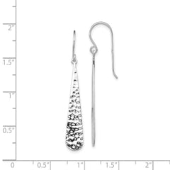 Rhodium-plated Sterling Silver Hammered Teardrop Dangle Earrings