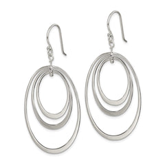 Sterling Silver Polished Triple Oval Dangle Earrings