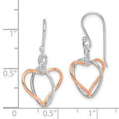 Sterling Silver & Rose Vermeil Heart Dangle Earrings