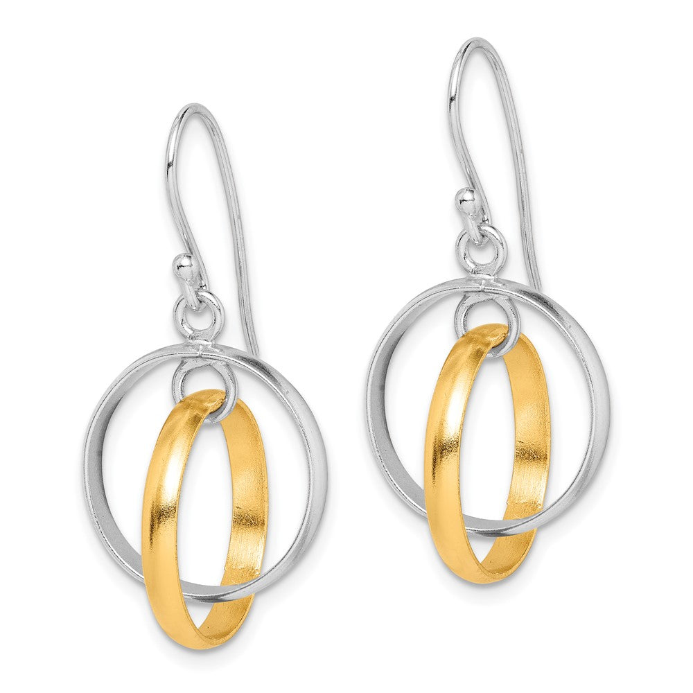 Sterling Silver and Gold-Plated Double Circle Dangle Earrings