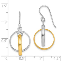 Sterling Silver and Gold-Plated Double Circle Dangle Earrings