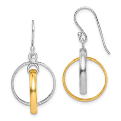 Sterling Silver and Gold-Plated Double Circle Dangle Earrings