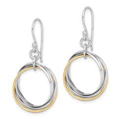 Yellow Gold-plated Sterling Silver Triple Circle Dangle Earrings
