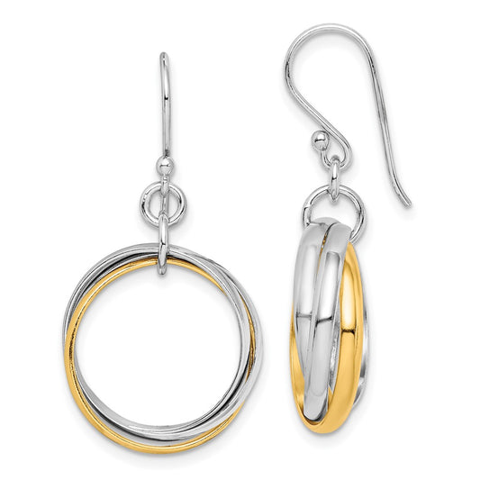 Yellow Gold-plated Sterling Silver Triple Circle Dangle Earrings