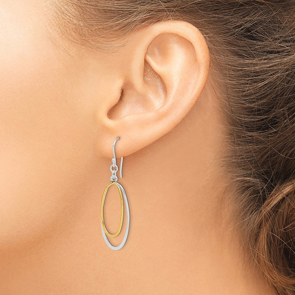 Sterling Silver Dangling Double Oval Earrings