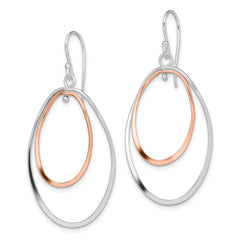 Sterling Silver & Rose Gold-plated Double Oval Dangle Earrings