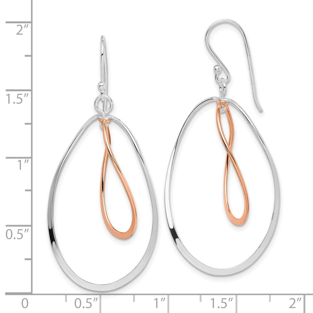 Sterling Silver & Rose Gold-plated Double Oval Dangle Earrings