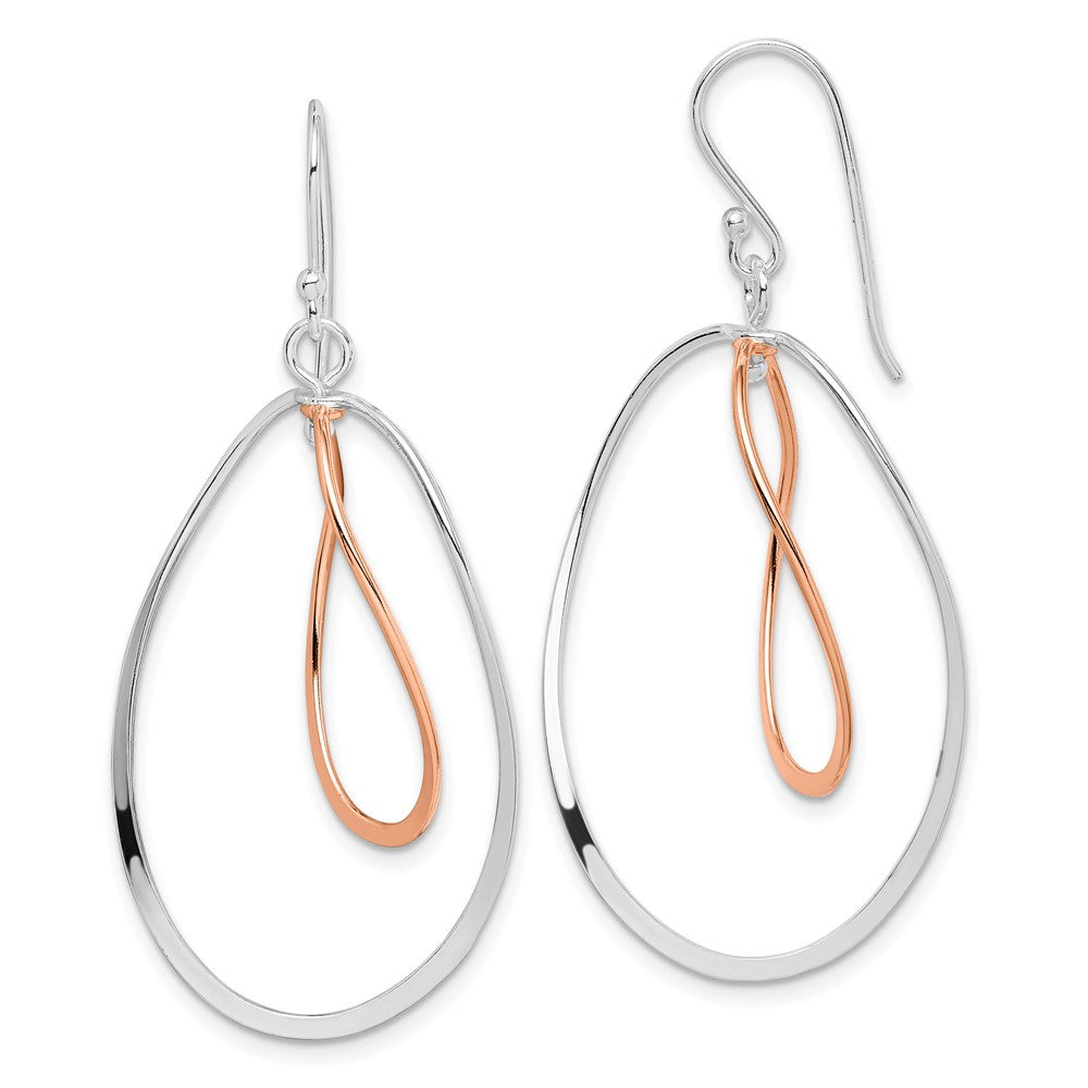 Sterling Silver & Rose Gold-plated Double Oval Dangle Earrings