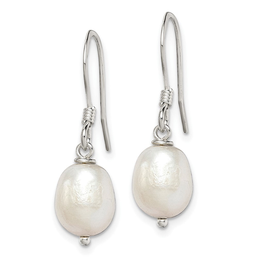 Sterling Silver White Drop FWC Pearl Dangle Earrings