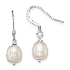 Sterling Silver White Drop FWC Pearl Dangle Earrings