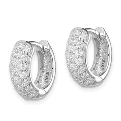 Sterling Silver CZ Hinged Hoop Earrings