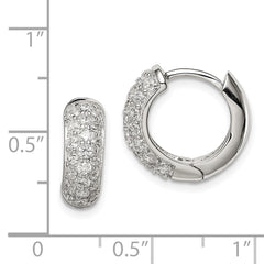 Sterling Silver CZ Hinged Hoop Earrings