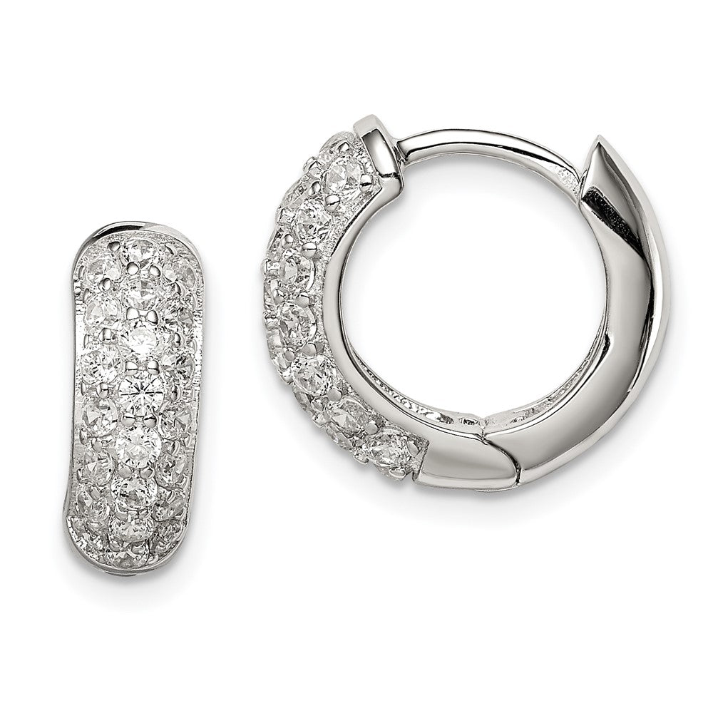 Sterling Silver CZ Hinged Hoop Earrings