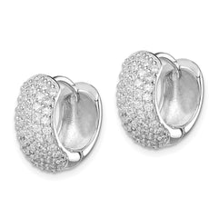 Sterling Silver CZ Hinged Hoop Earrings