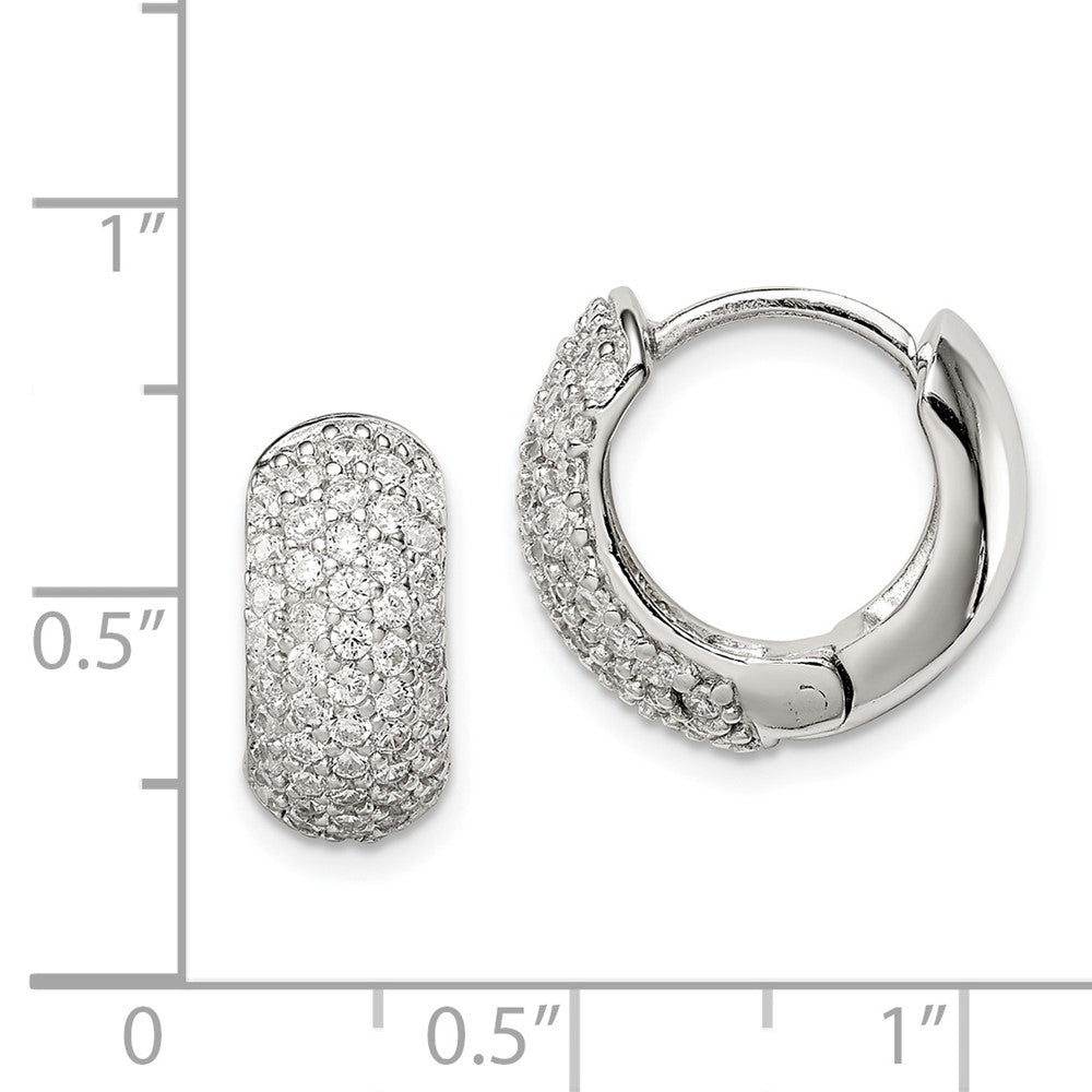 Sterling Silver CZ Hinged Hoop Earrings