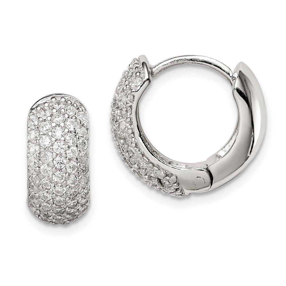 Sterling Silver CZ Hinged Hoop Earrings