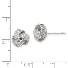 Sterling Silver CZ Love Knot Post Earrings