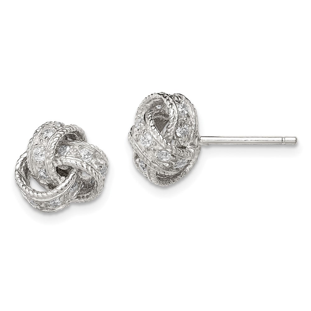 Sterling Silver CZ Love Knot Post Earrings