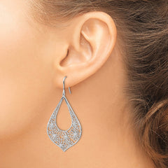 Sterling Silver Flowers with CZ Teardrop Dangle Earrings