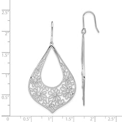 Sterling Silver Flowers with CZ Teardrop Dangle Earrings