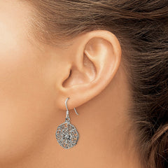 Sterling Silver Antiqued Filigree Dangle Earrings