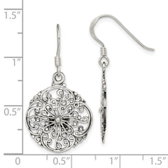 Sterling Silver Antiqued Filigree Dangle Earrings