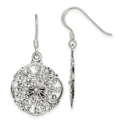 Sterling Silver Antiqued Filigree Dangle Earrings