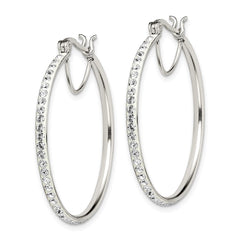 Sterling Silver White Preciosa Crystal Hoop Earrings