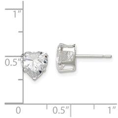 Sterling Silver 7mm Heart Snap Set CZ Stud Earrings