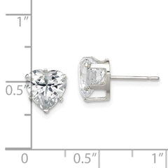 Sterling Silver 8mm Heart Snap Set CZ Stud Earrings