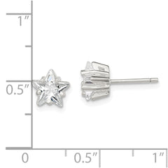 Sterling Silver 7mm Star Basket Set CZ Stud Earrings
