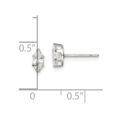 Sterling Silver 6x3 Marquise Snap Set CZ Stud Earrings