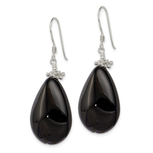 Sterling Silver Black Agate Earrings